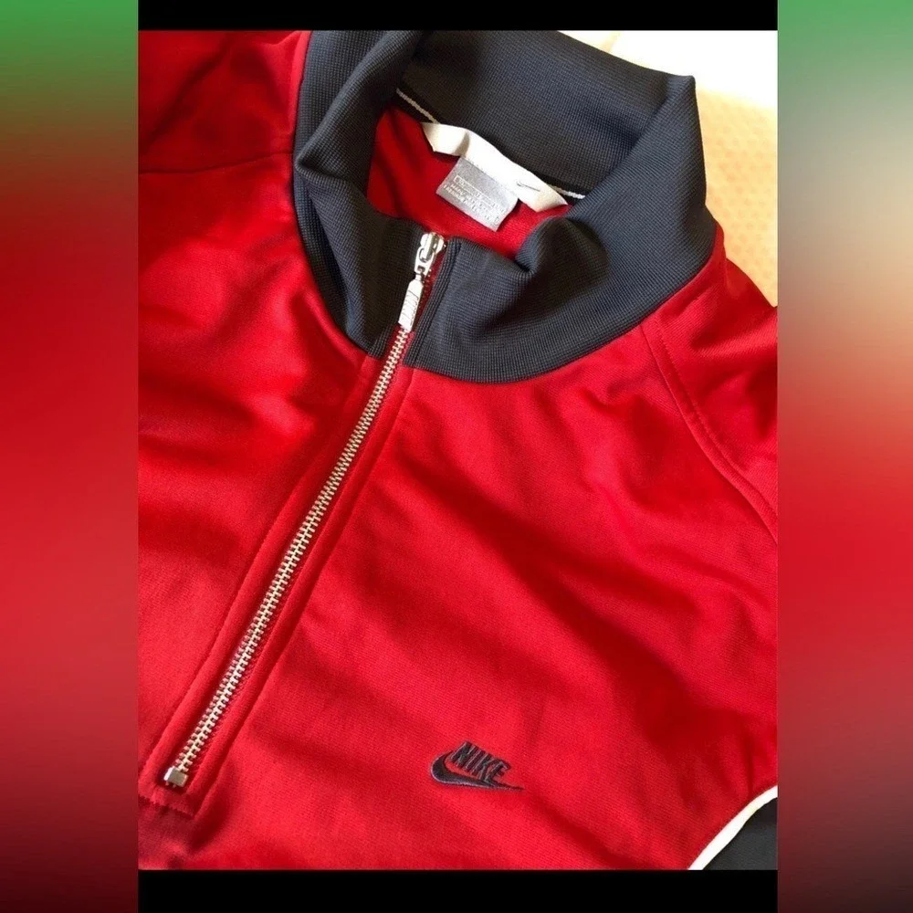 Vintage Y2K Nike Red & Gray 1/4 Quarter Zip Pullover Jacket Men's Size XL